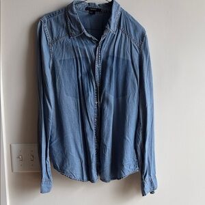 Forever 21 Light Blue Denim Button-Down Shirt